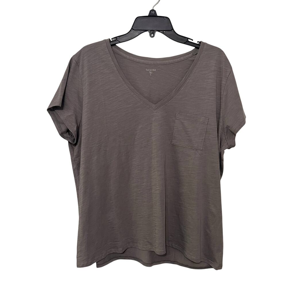 Garnet Hill T-Shirt Womens XL Gray V-Neck Organic Cotton Minimalist Coastal NWT